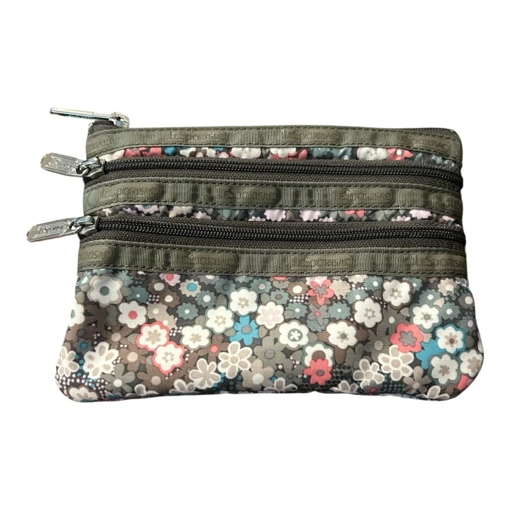 LeSportsac Floral 3-Tier Zipper Pouch Cosmetic & Travel Organizer 7